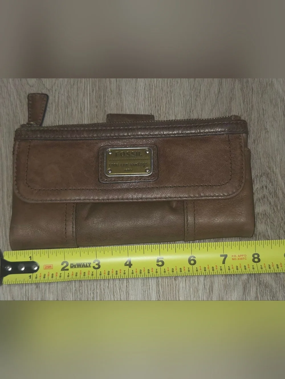 Fossil Long Live Vintage 1954 Leather Organizer Emory Clutch Wallet Dark Brown